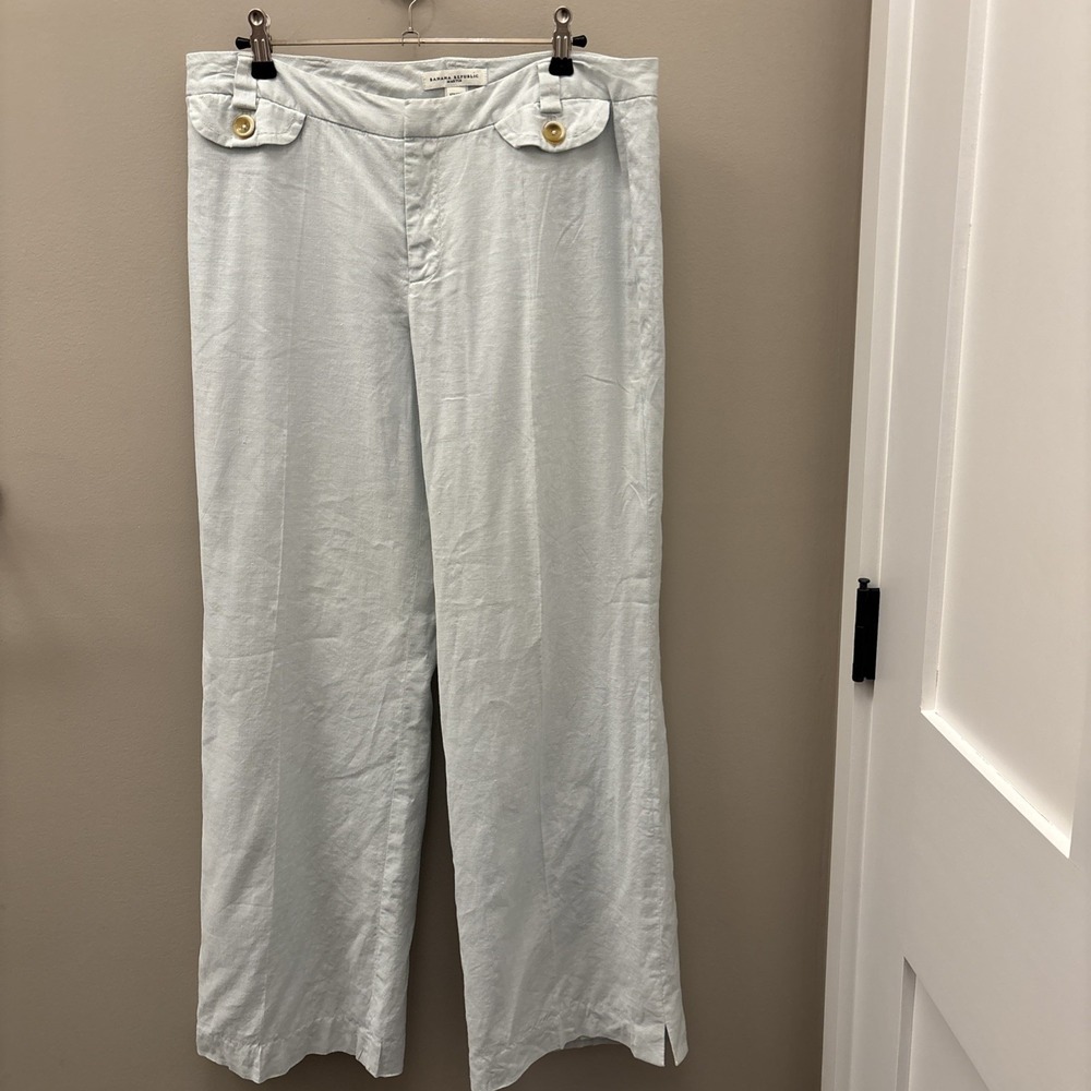 Banana Republic Seafoam Green Martin Fit Dress Work Pants 8 Linen Blend Notch